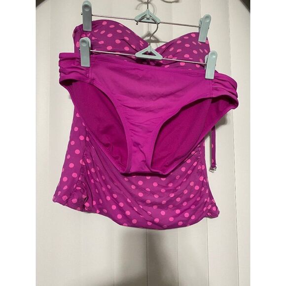 APT 9 purple polka dots tankini - Picture 1 of 12